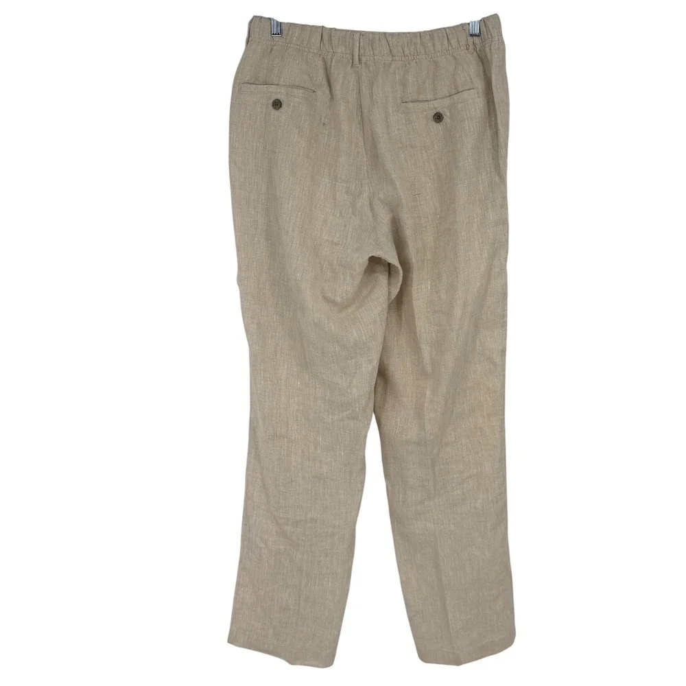 Tasso Elba Mens 100% Linen Drawstring Pants Beige Tan Size Large Casual Summer